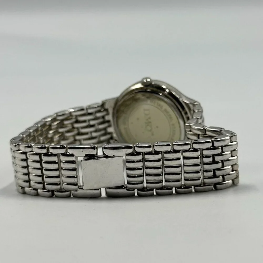 DMQ Watch Women Silver Tone Crystal Bezel Round Dial New Battery 6.5 Inch